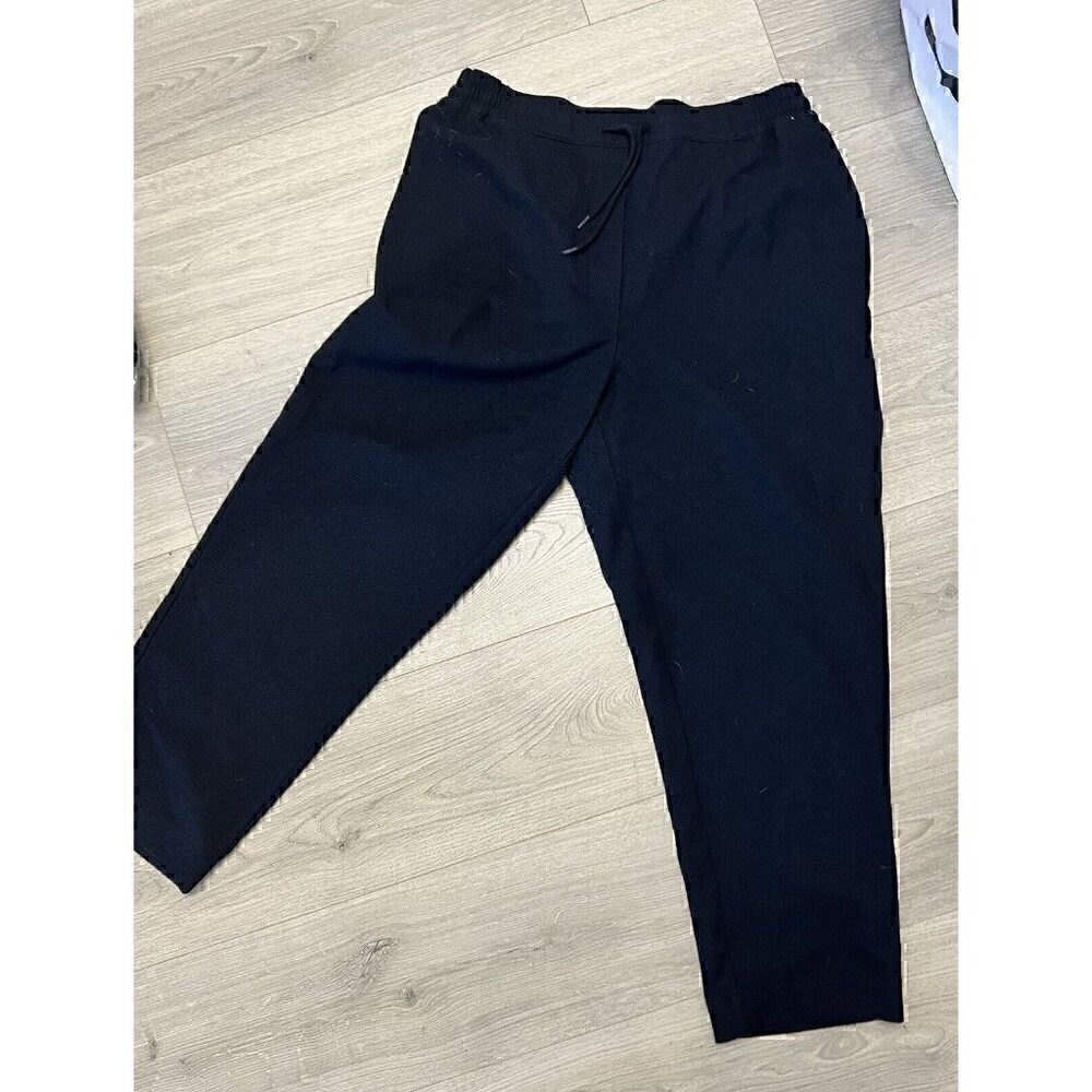 ZARA NAVY BLUE COMFORT KNIT TROUSERS Drawstring, Crop Elastic